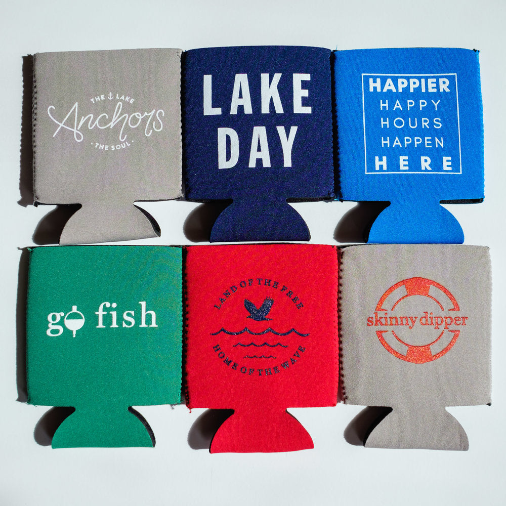 Beverage Koozies Lake Life themed