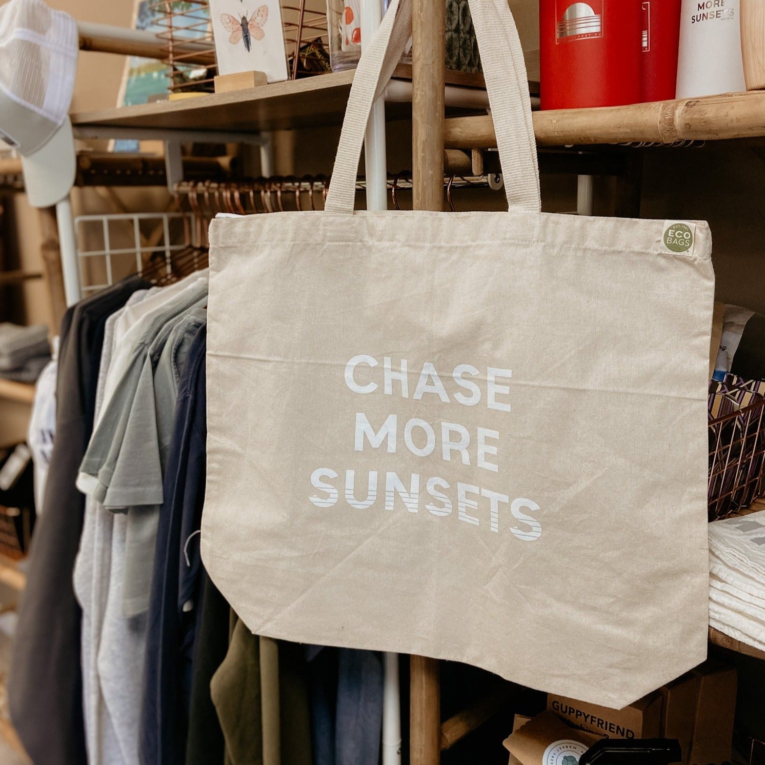 CHASE MORE SUNSETS Recycled Cotton Tote