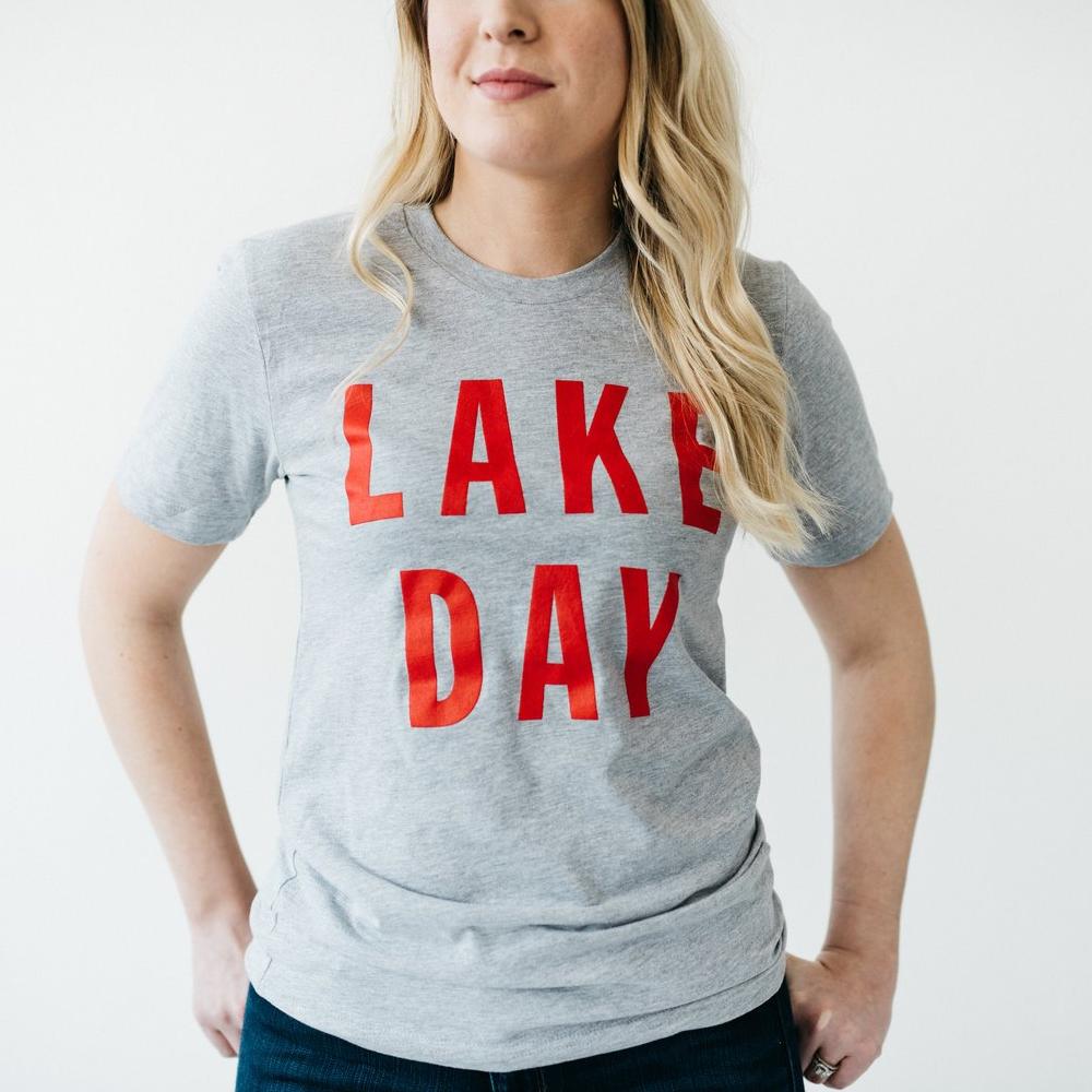 LAKE DAY Tee Red Text