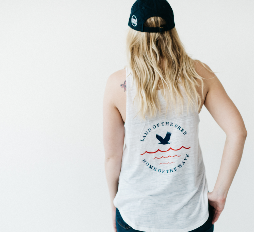 Ladies "Land of the Free, Home of the Wave" Tank